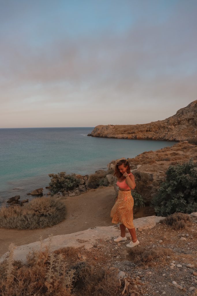 Scatto dalla duna alta sopra Agathi beach con Miriam