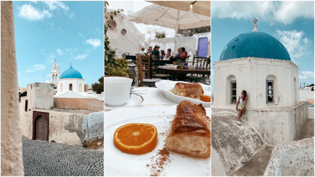 Cupole e colazione a Megalochori, Santorini